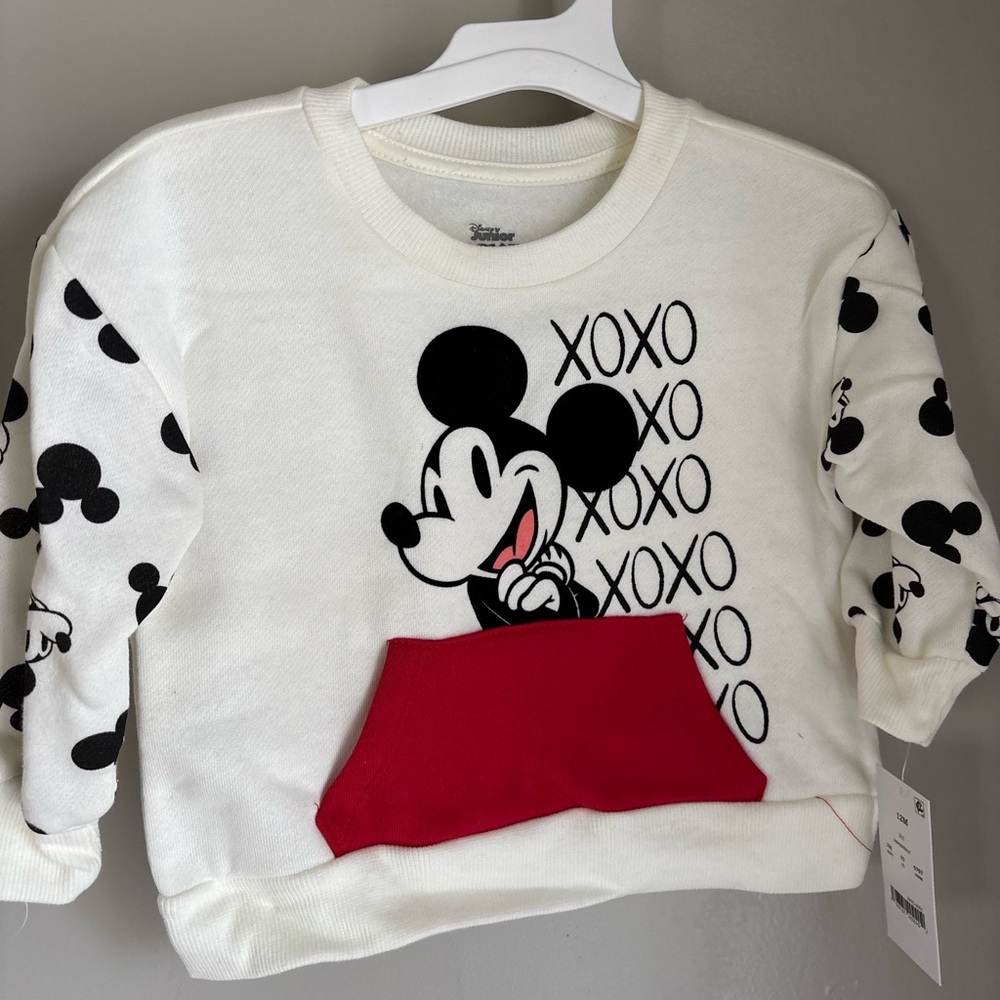 Disney Mickey Mouse XOXO Valentines Day baby Sweatshirt with Red Pocket
